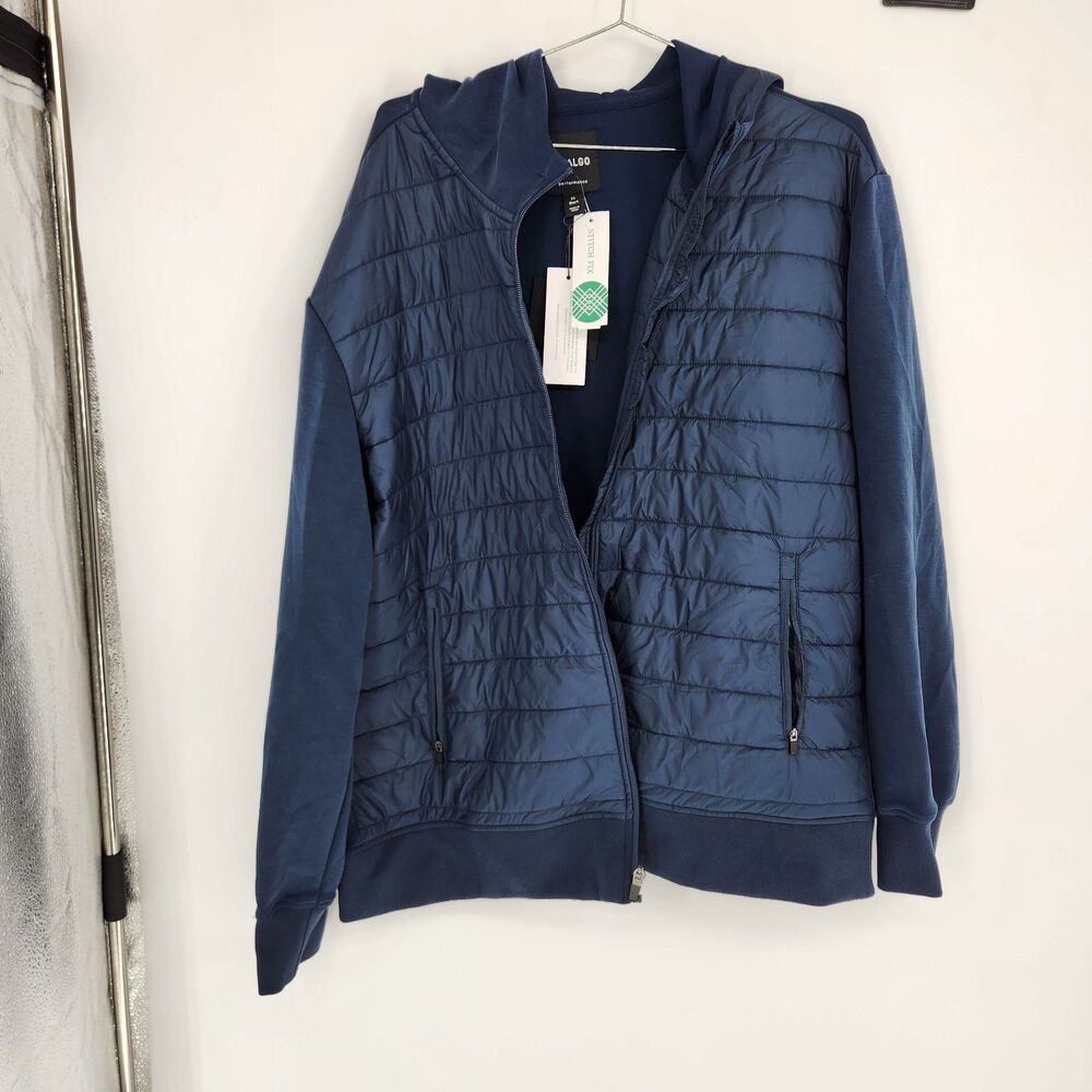 01.Algo Men's Navy XL Short Performaluxe Insulated‎ Hybrid Puffer Jacket NWT